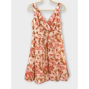 Lands' End Sleeveless Floral Rose Flare Dress Sz 8 Cottagecore Modest Feminine